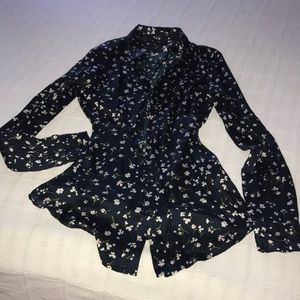 Banana Republic button down floral print navy